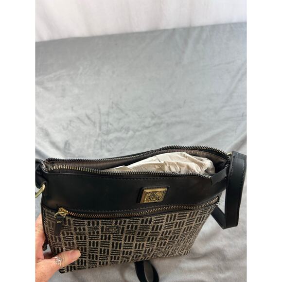 Anne Klein Crossbody Purse Black/Beigh New without tags - Picture 4 of 6